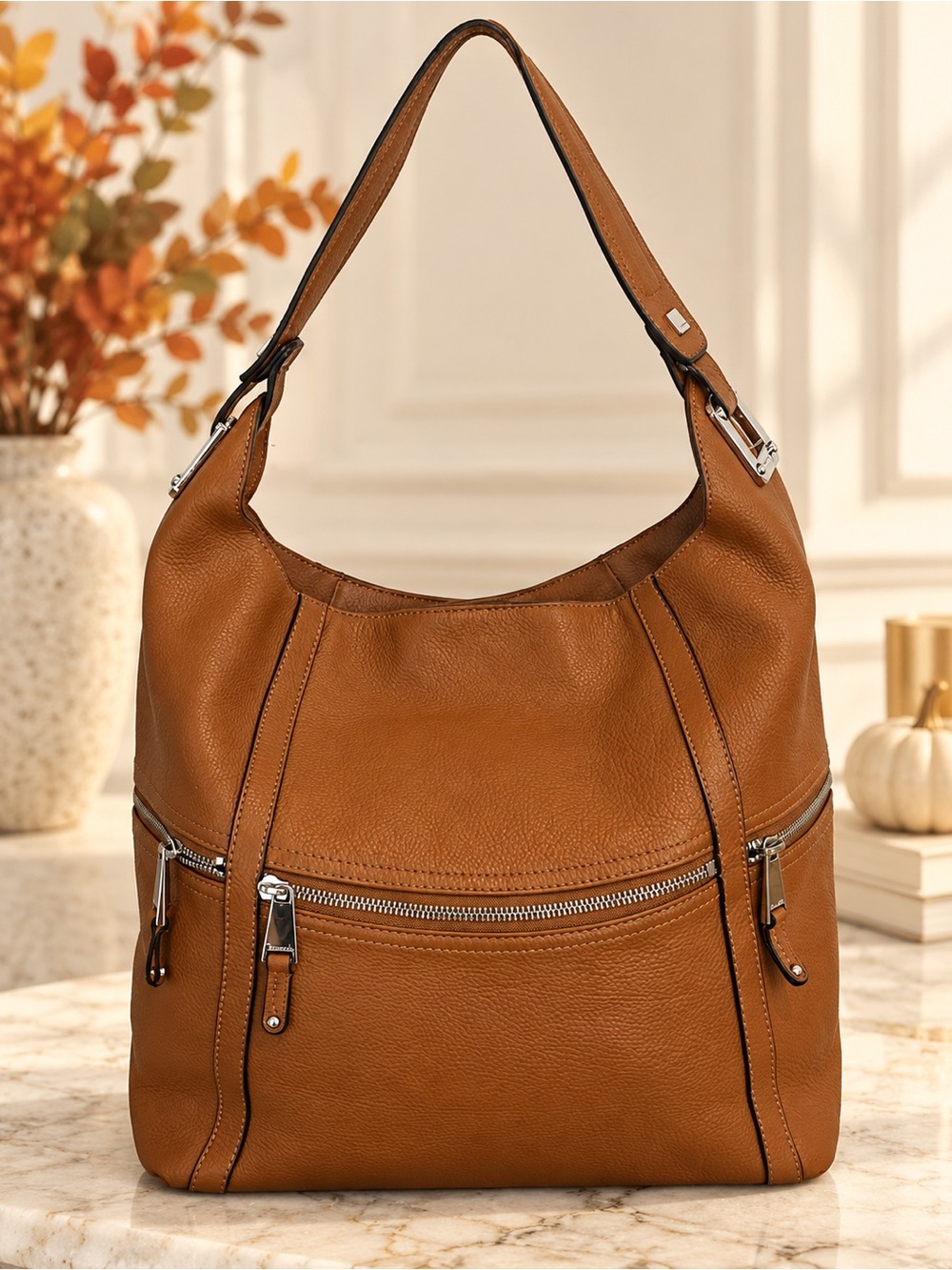 Tignanello Brown Leather Hobo Shoulder Bag Everyday bag